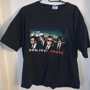 Bon Jovi Crush 2000 Tour Graphic T-Shirt Rock Band Music Fan Collector Merch Tee